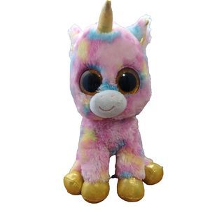 Ty Beanie Boos FANTASIA the Unicorn 9" Plush Toy with Glitter Eyes Rainbow Color